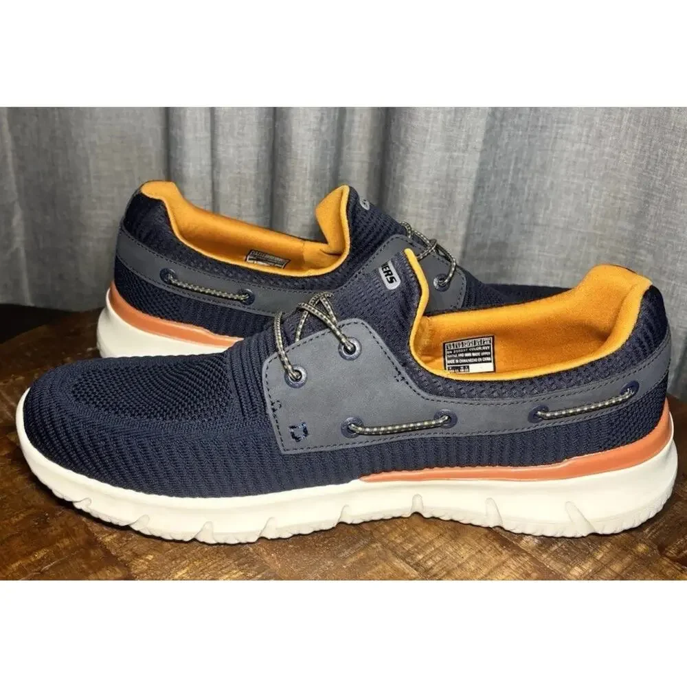 SKECHERS NEW Men's Blue Delson 3.0 Roth Bungee Slip-Ins Boat Shoes Size 13